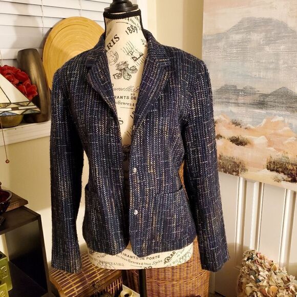 Sag Harbor Blue Tweed Multicolored Blazer Jacket Sz 6p - Picture 1 of 10